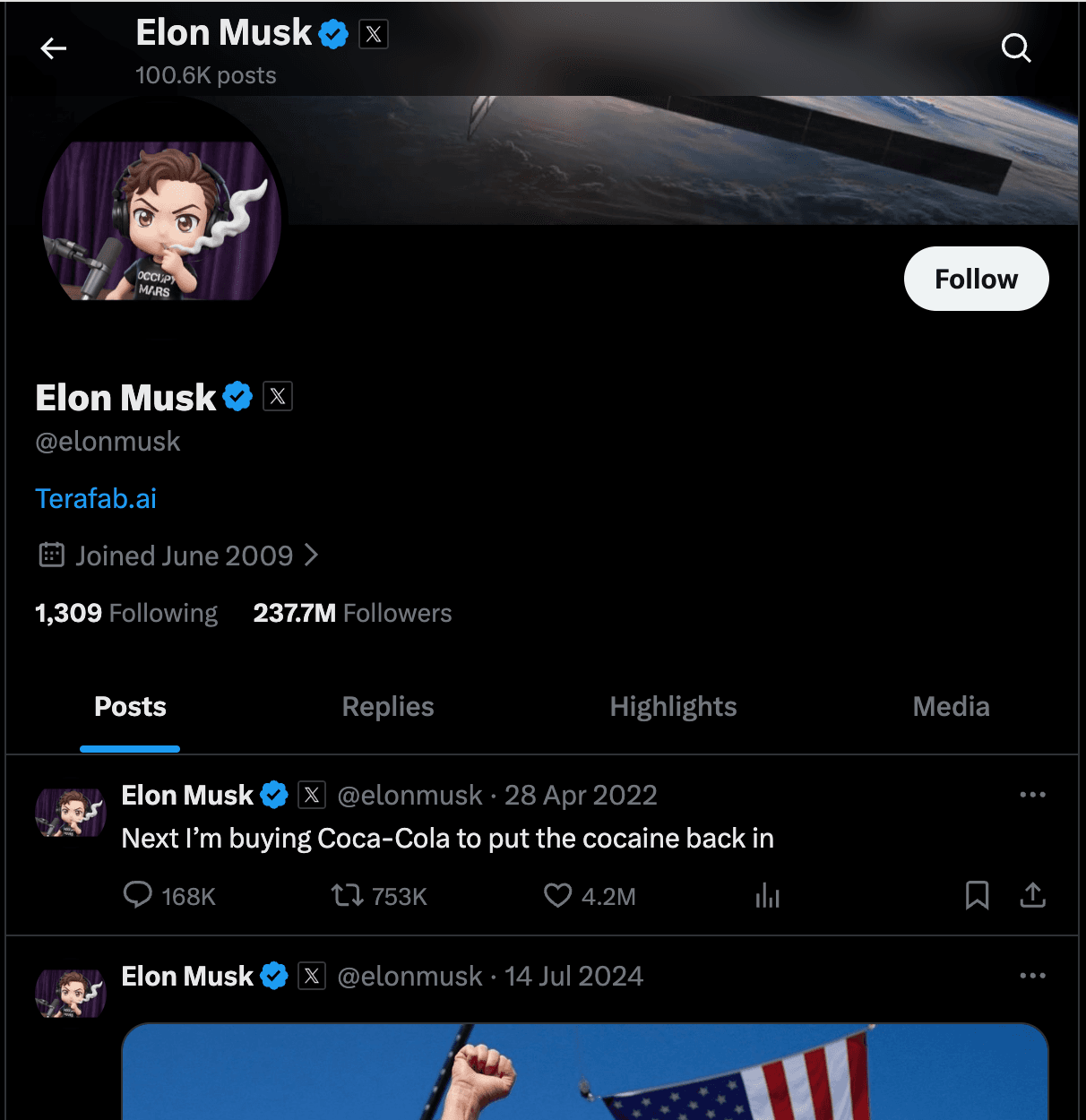 Agent extracting data from Elon Musk's X profile
