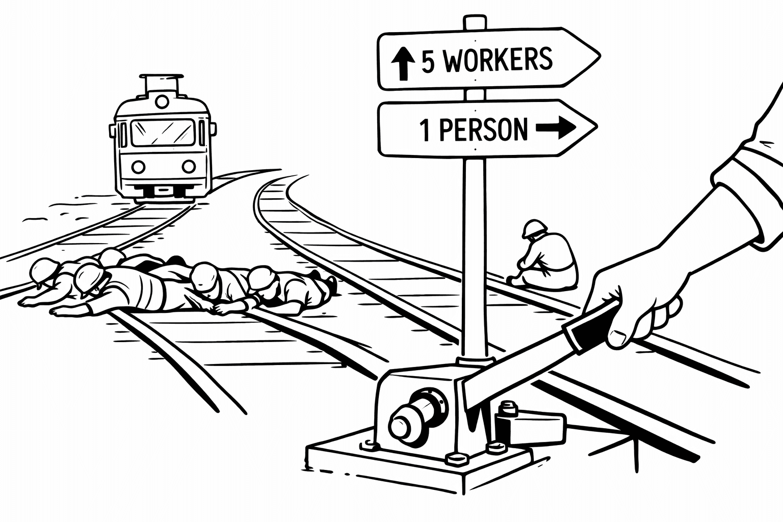 Trolley problem illustration
